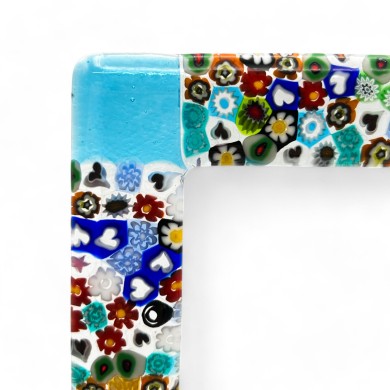 ARMONIA | Light Blue Photo Frame with Murrine | Murano-Store