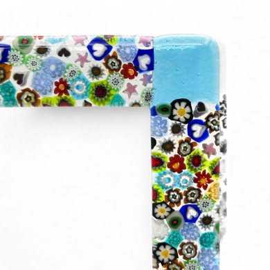 ARMONIA | Light Blue Photo Frame with Murrine | Murano-Store