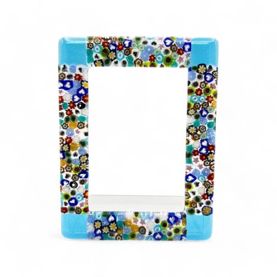 ARMONIA | Light Blue Photo Frame with Murrine | Murano-Store