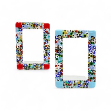 ARMONIA | Light Blue Photo Frame with Murrine | Murano-Store