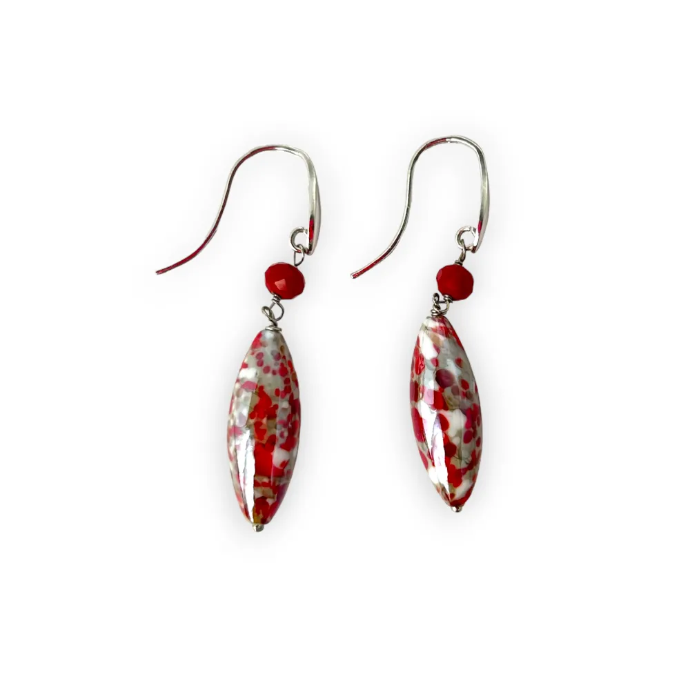 MONET | Brincos com pingente vermelho | Murano-Store
