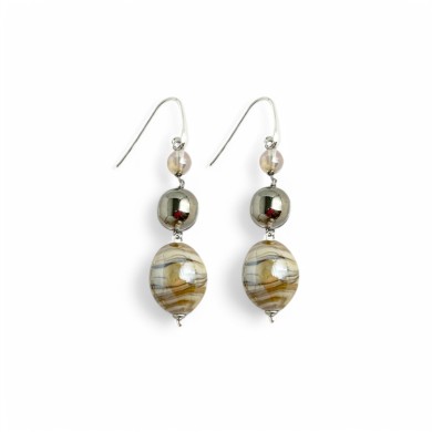 BOURGEOIS | Pendientes gota Beige | Murano-Store