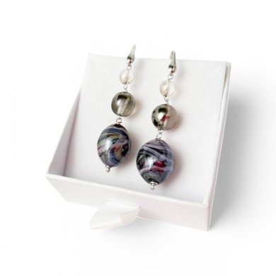 BOURGEOIS | Boucles d'oreilles avec pendentif améthyste | Murano-Store