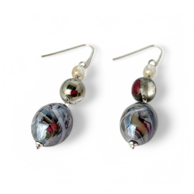 BOURGEOIS | Boucles d'oreilles avec pendentif améthyste | Murano-Store