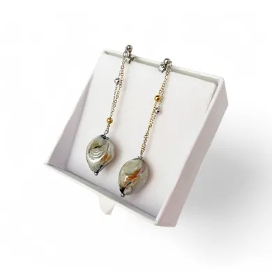 REMBRANDT | Brincos de pérolas em aventurina | Murano-Store