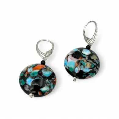 POLLOK | Brincos com pingente salpicado de preto | Murano Store