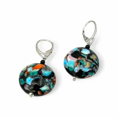 POLLOK | Brincos com pingente salpicado de preto | Murano Store