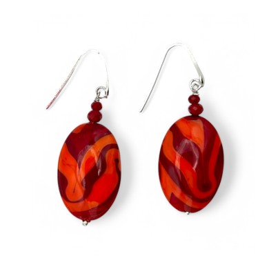 GAUGUIN | Pendientes de pasta de vidrio rojo coral | Murano-Store