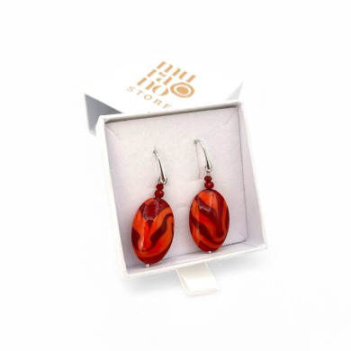 GAUGUIN | Coral Red Glass Paste Earrings | Murano-Store