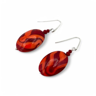 GAUGUIN | Coral Red Glass Paste Earrings | Murano-Store