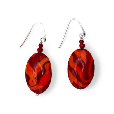 GAUGUIN | Coral Red Glass Paste Earrings | Murano-Store