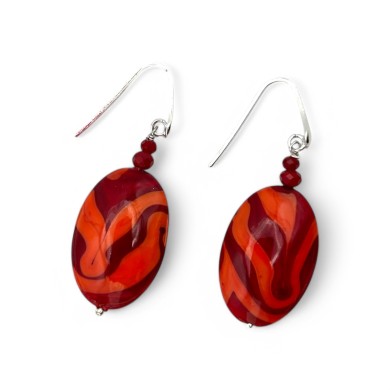 GAUGUIN | Coral Red Glass Paste Earrings | Murano-Store