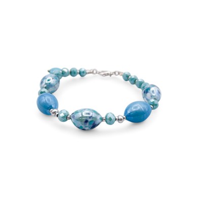 MONET | Bracelet avec perles aigue-marine | Murano-Store