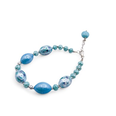 MONET | Bracelet avec perles aigue-marine | Murano-Store