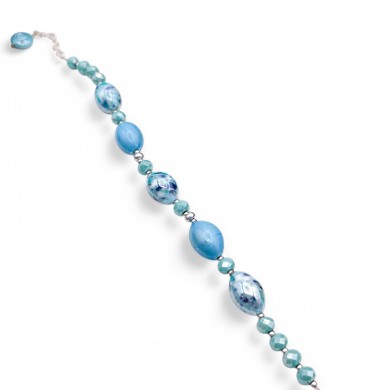 MONET | Bracelet avec perles aigue-marine | Murano-Store