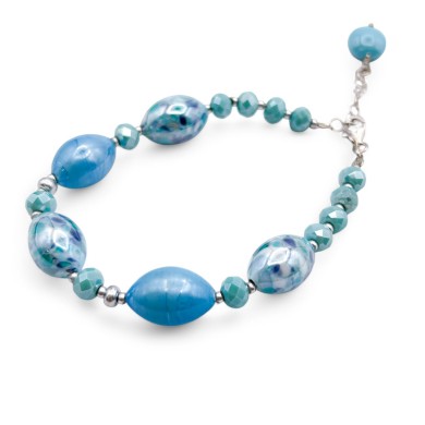 MONET | Bracelet avec perles aigue-marine | Murano-Store