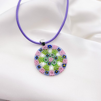 LUNIKA | Murrina Millefiori-Anhänger | Rosa Grün | Murano-Store