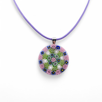 LUNIKA | Murrina Millefiori-Anhänger | Rosa Grün | Murano-Store