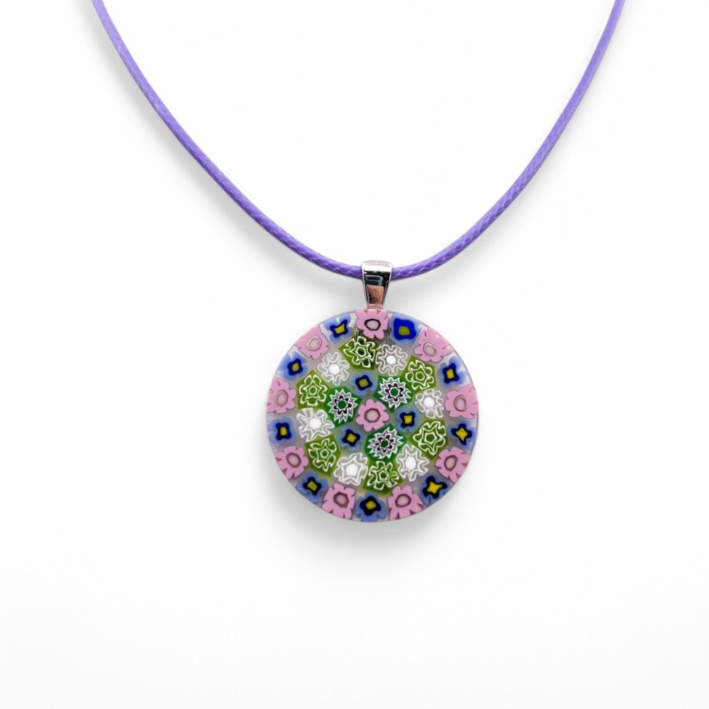 LUNIKA | Colgante Murrina Millefiori | Rosa Verde | Murano-Store