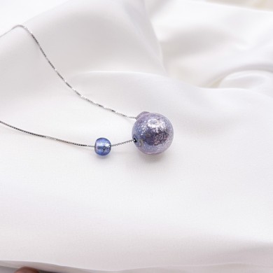 ASHLEY | Silver Necklace with Glass Bead | Murano-Store