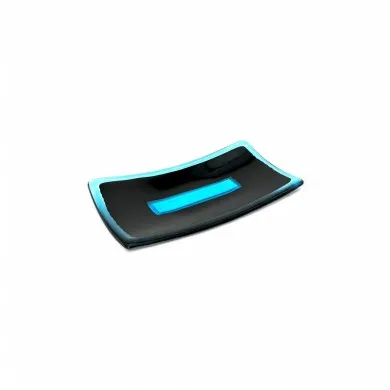 LUCE | Tablett mit Blattsilber Schwarz und Aquamarin | Murano-Store