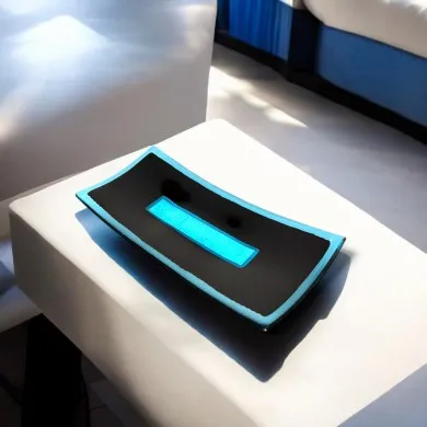 LIGHT | Tray with Silver Leaf Black and Aquamarine | Murano-Store