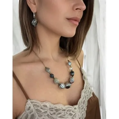 REMBRANDT | Beige pearl necklace and chain | Murano-Store