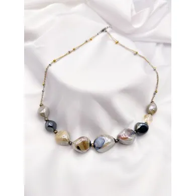REMBRANDT | Collana di perle beige e catenina | Murano-Store