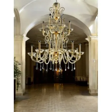 DUBAI | Kronleuchter mit 36 Lichtern in Goldkristall | Murano Store