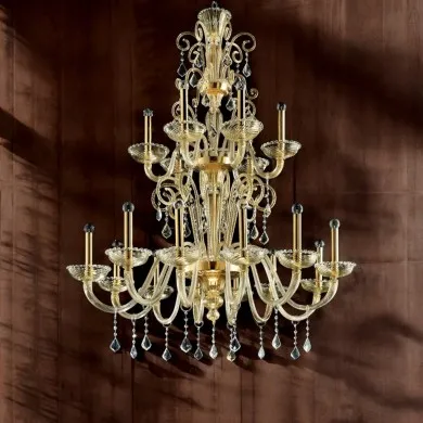 DUBAI | Kronleuchter mit 36 Lichtern in Goldkristall | Murano Store