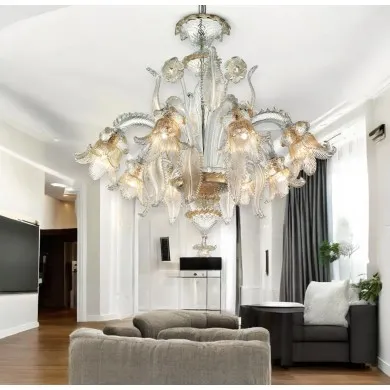 SECOLO | Araña Floral Cristal Oro | Murano-Store