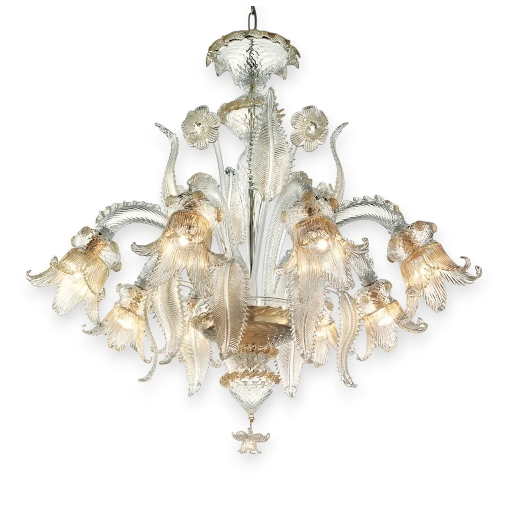 SECOLO | Araña Floral Cristal Oro | Murano-Store