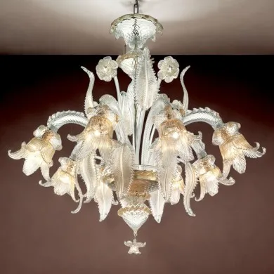 SECOLO | Araña Floral Cristal Oro | Murano-Store