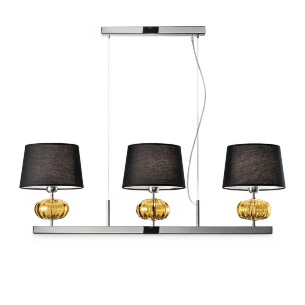 SAVVA | Suspensión con pantallas y cristal ámbar | Murano-Store