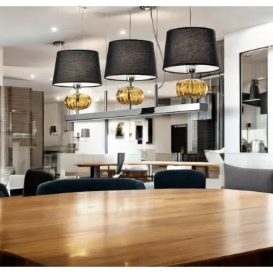 SAVVA | Suspensión con pantallas y cristal ámbar | Murano-Store