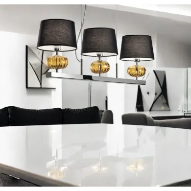 SAVVA | Suspensão com abajures e vidro âmbar | Murano-Store