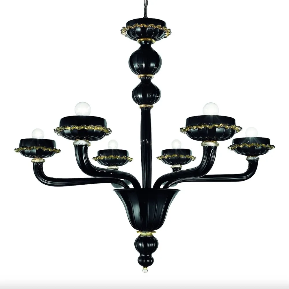 ALAMEDA | Lampadario in Pasta di Vetro Nero | Murano-Store