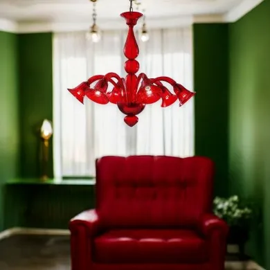 GIULY | Lampadario Moderno in vetro Rosso | Murano-Store