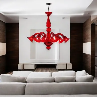 GIULY | Lampadario Moderno in vetro Rosso | Murano-Store