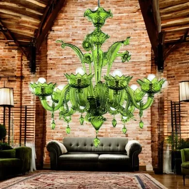 SAN GIORGIO | Lustre vert de style ancien | Murano-Store