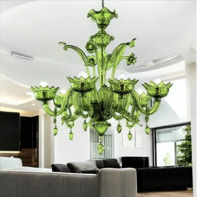 SAN GIORGIO | Lustre vert de style ancien | Murano-Store