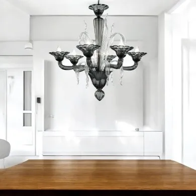 JOSE' | Candelabro moderno | Cinzento fumado | Murano-Store