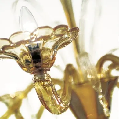 JOSÉ | Lustre de âmbar com folhas de cristal | Murano-Store