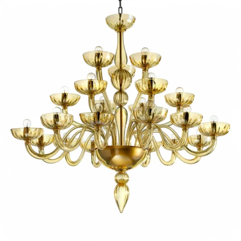 KALÌ | Luxueux lustre à 3 étages Ambre | Murano-Store
