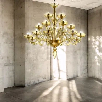 KALÌ | Lampadario Lussuoso 3 piani Ambra | Murano-Store