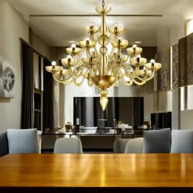 KALÌ | Lampadario Lussuoso 3 piani Ambra | Murano-Store