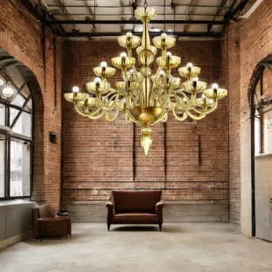 KALÌ | Lampadario Lussuoso 3 piani Ambra | Murano-Store