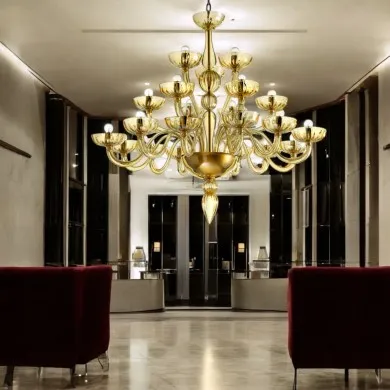 KALÌ | Luxueux lustre à 3 étages Ambre | Murano-Store