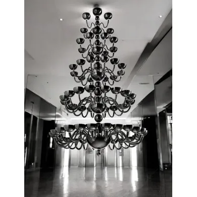 MARBELLA | Schwarzer 5-stufiger Designer-Kronleuchter | Murano-Store