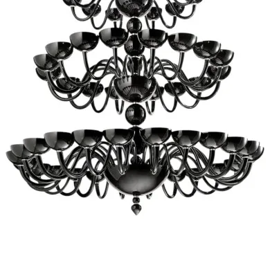 MARBELLA | Schwarzer 5-stufiger Designer-Kronleuchter | Murano-Store